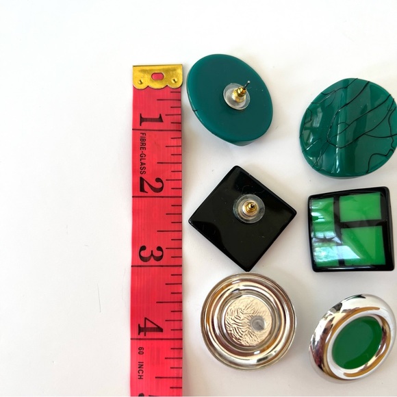 Vintage Green Set of 3 Earrings 1980 - Picture 7 of 8